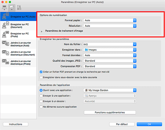 figure : boîte de dialogue Paramètres